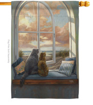 Enjoying The View House Flag Cat 28 X40 Double-Sided Banner - $36.97