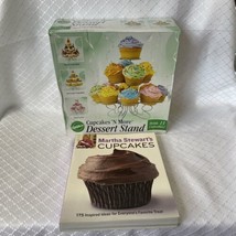 Dessert Stand Cupcakes 'N More 3 Tiered Metal Spirals Holds 13 Treats & BOOK - $22.22