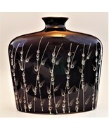 Vase Ceramic Large Brown White Grass Leaf Pattern Bottle Shape Unmarked - $49.50