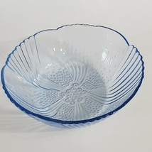 Small Blue Bowl Libbey Hand Blown Glass "Pinwheel Flower" 5" X 2" Usa - $12.87