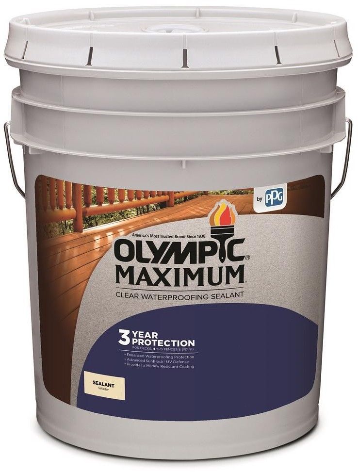 Olympic Waterproofing Wood Sealant Sealer 5 gal. Mildew Resistant Clear