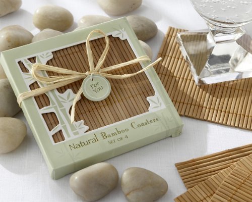 Natural Bamboo Eco-Friendly Coaster Favors (Four Coasters per Favor!) - Baby Sho