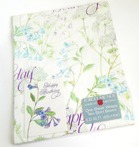 American Greetings Vintage Sheet Gift Wrapping Paper Happy Birthday Purple Iris - $12.95