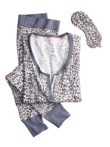 NEW Victoria's Secret The Fireside Long Jane GRAY/WHITE color Pajama Set MEDIUM - $59.39