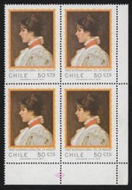 Chile Stamp International Women's Year "Lucia Guzman's Portrait" Art Paint Block - $16.48