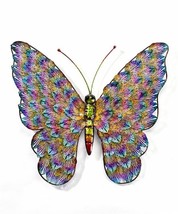 Butterfly Wall Plaque 19.75" Wide Metal w Rainbow Coloring Textural Detail Home