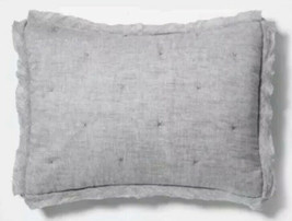 Threshold Standard Linen Blend Tufted Pillow Sham Radiant Gray Chambray - $15.29