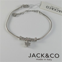 925 RHODIUM SILVER JACK&CO BRACELET WITH SHINY FOUR LEAF CLOVER  MADE IN ITALY image 1