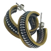 Silpada P0382 Brass &amp; Sterling Silver Rope Coil 1” Hoop Earrings - $55.00