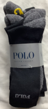 New Mens 4 Pack POLO Ralph Lauren Black/Grey Heather Crew Socks - $18.70