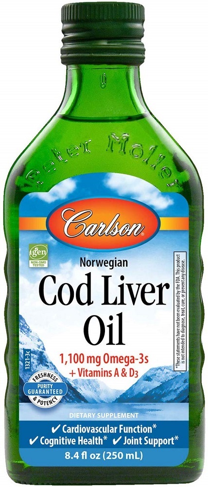 Carlson - Cod Liver Oil, 1100 mg Omega-3s, Norwegian, Sustainably Sourced,