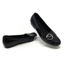 Lifestride Womens Loafer Flat Shoes Black Crocodile Embossed Slip On Moc Toe 8 - $17.87