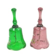 Glass Bell North South Carolina 2 Bells Set Gift Souvenir Memento VTG Co... - $33.33