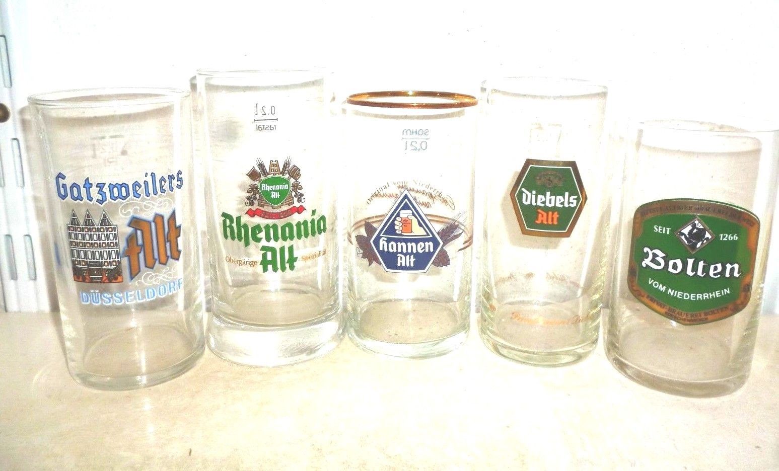 5 Gatzweiler Rhenania Hannen Diebels Bolten Altbier German Beer Glasses ...