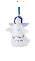 Kurt Adler Porcelain Led Delft Blue Angel "Angels Watch Over Me" Xmas Ornament - $7.88