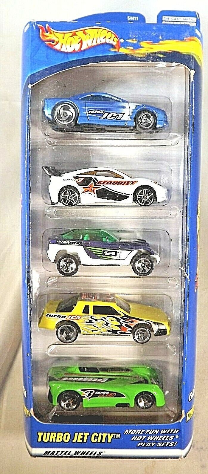 2000 Hot Wheels TURBO JET CITY 5 Pack Gift Pack Muscle Tone, Toyota Celica, Jeep