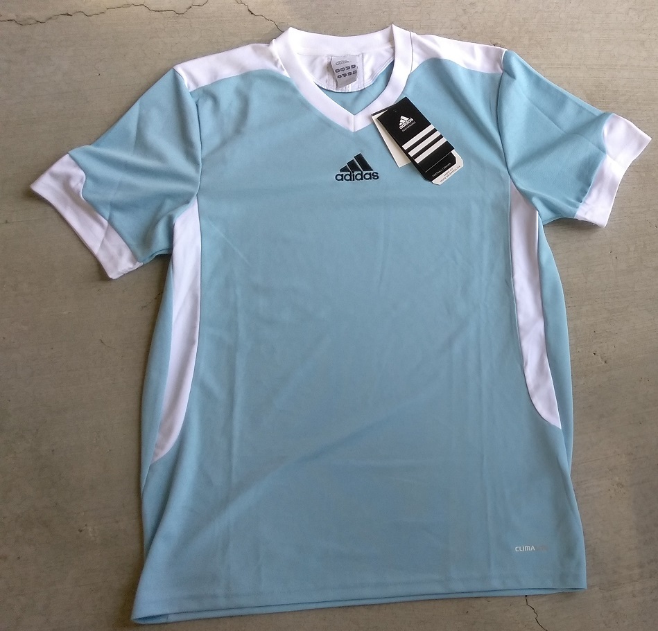 light blue adidas soccer jersey