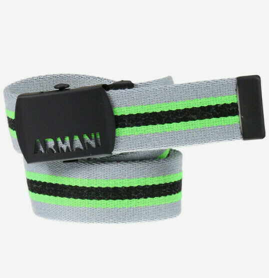 Emporio Armani Junior Striped Belt 401003 Acid Lime Green Grey L