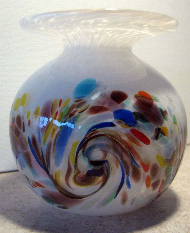 Danny Vargas Glass Vase White Monet - Studio/ Handcrafted Glass