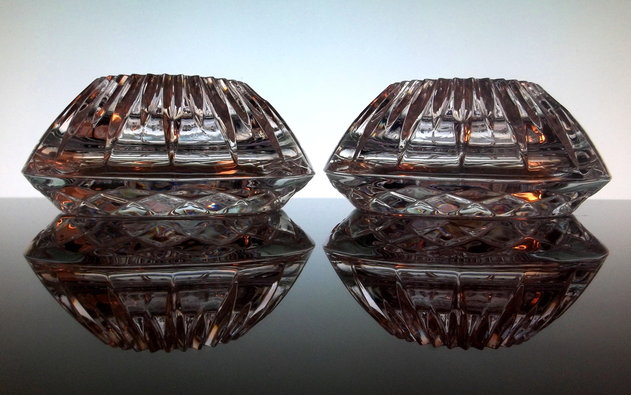 Princess House Lead Crystal Reversible Candle Holders Set of 2 Candle