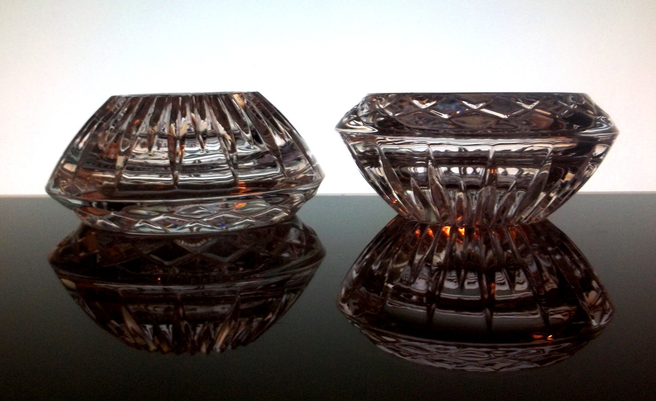 Princess House Lead Crystal Reversible Candle Holders Set of 2 Candle