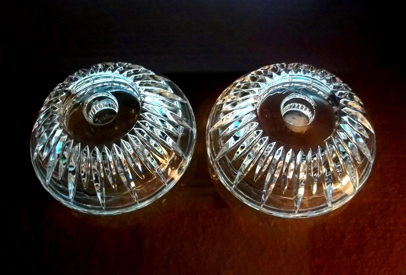 Princess House Lead Crystal Reversible Candle Holders Set of 2 Candle