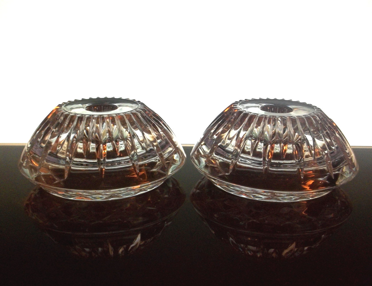 Princess House Lead Crystal Reversible Candle Holders Set of 2 Candle