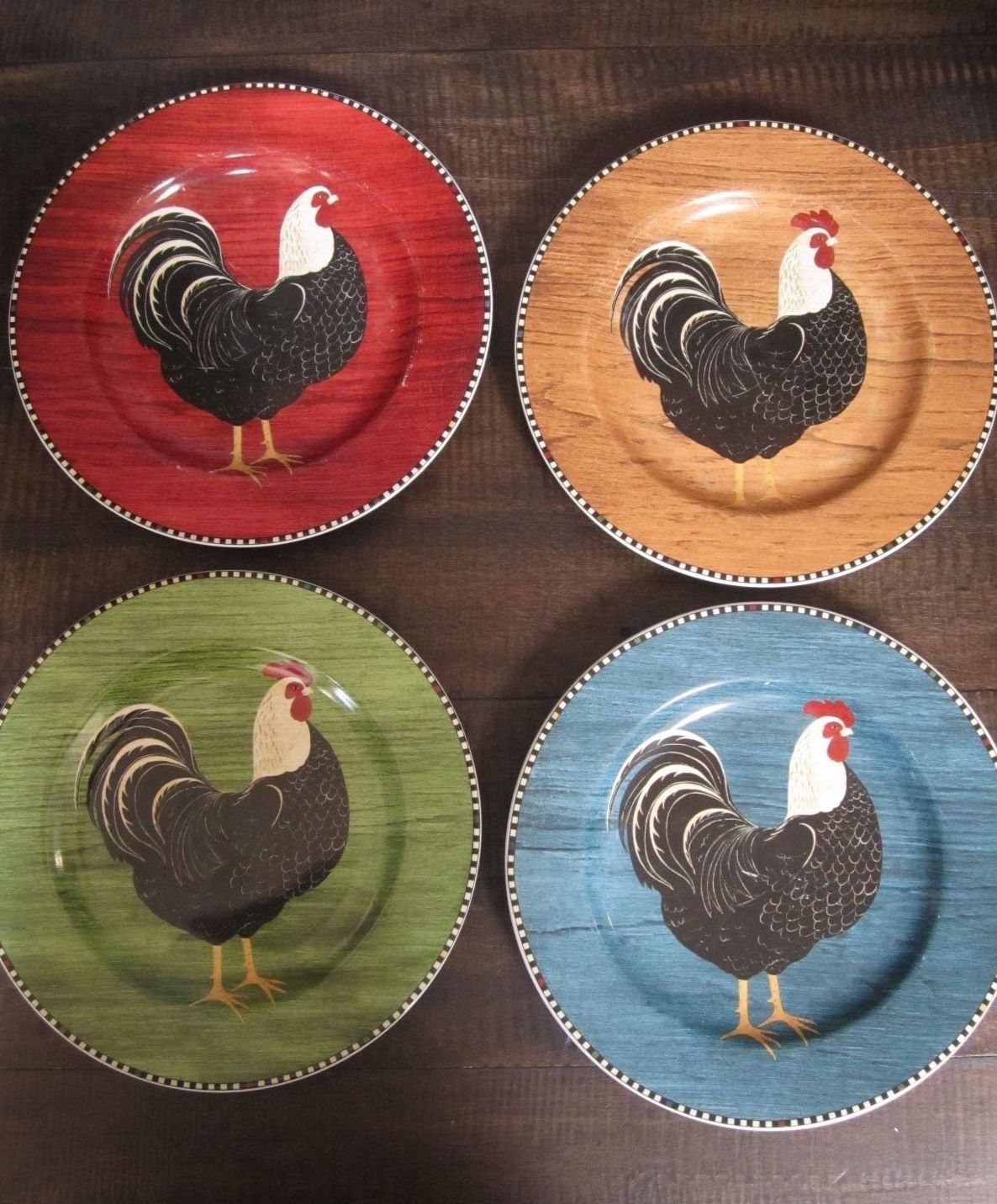 Sakura Oneida Warren Kimble Country Quartet Rooster 8" plates Set Of 4