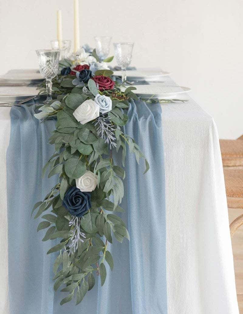 TREWAVE 10FT Dusty Blue Chiffon Table Runner Sheer Romantic Boho Rustic Wedding Table Cloth 29x120 Inches for Wedding Party Bridal Baby Shower Decorations Dusty Blue TREWAVE 10FT Dusty Blue Chiffon Table Runner Sheer Romantic Boho Rustic Wedding Table Cloth 29x120 Inches for Wedding Party Bridal Baby Shower Decorations Dusty Blue