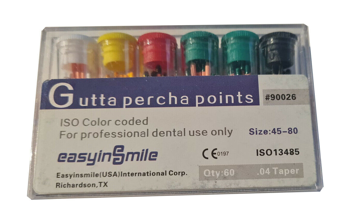 Gutta Percha Points ISO13485 Color Coded .04 Taper 45 to 80 pts USA