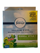 Febreze Gain Scent Bissell Style 7 Vacuum Bag 3 Pack Premium Allergen Fi... - $13.36