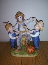 Homco Home Interiors Denim Days Our Scarecrow Figurine #1524 Danny Debbi... - $28.04
