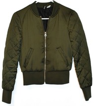 Divided by H&M Women's Army Green Zip Up Puffer Bomber Jacket Size 2