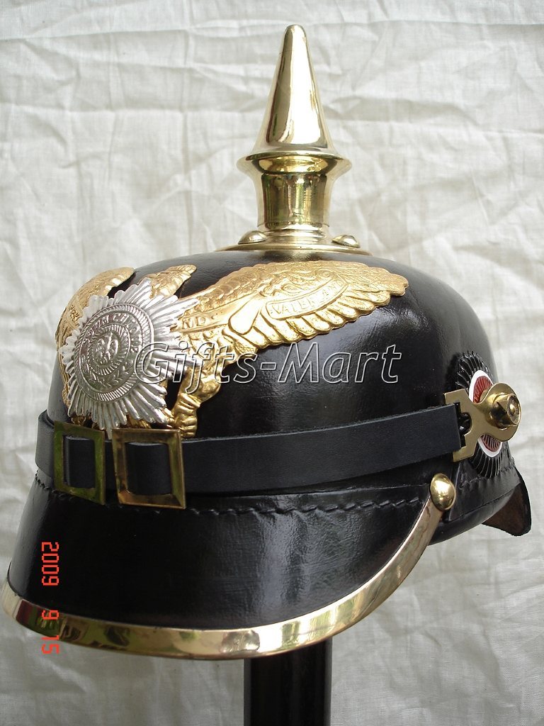 German Prussian Spiked Pickelhaube Helmet, WW1 Leather ...