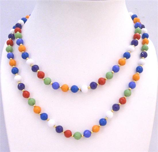 Primary image for Multi Colored Beads w/ Golden Beads Spacer 57 Inches Long Necklace
