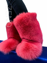 Double-Sided Arctic Fox Fur Boots For Outdoor Eskimo Fur Boots Arctic Boots Pink image 3