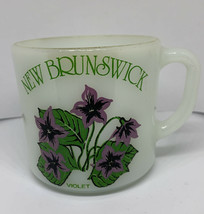 Vintage New Brunswick Violet Flower Canada Milk Glass Mug Anchor Hocking - $11.65