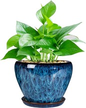 Ceramic Modern Glaze Succulent Planter Pot With Drainage Hole And Saucer... - $39.92