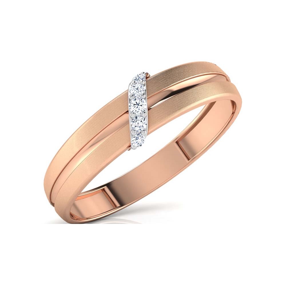 Fancy Round Cut White CZ Dia. 14K Rose Gold Fn Wedding 5 Stone Band Ring