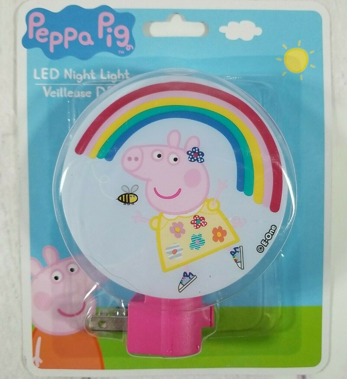 New Peppa Pig LED Children's Night Light Plug In Wall Picture Intertek W/ Switch