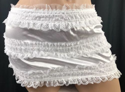 Vintage White Girdle Open Bottom Satin Sissy Garter Belt Lace Size S ...