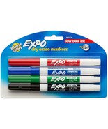 NEW Expo Dry Erase Fine Tip Markers Low Odor Ink Four Colors - $7.79