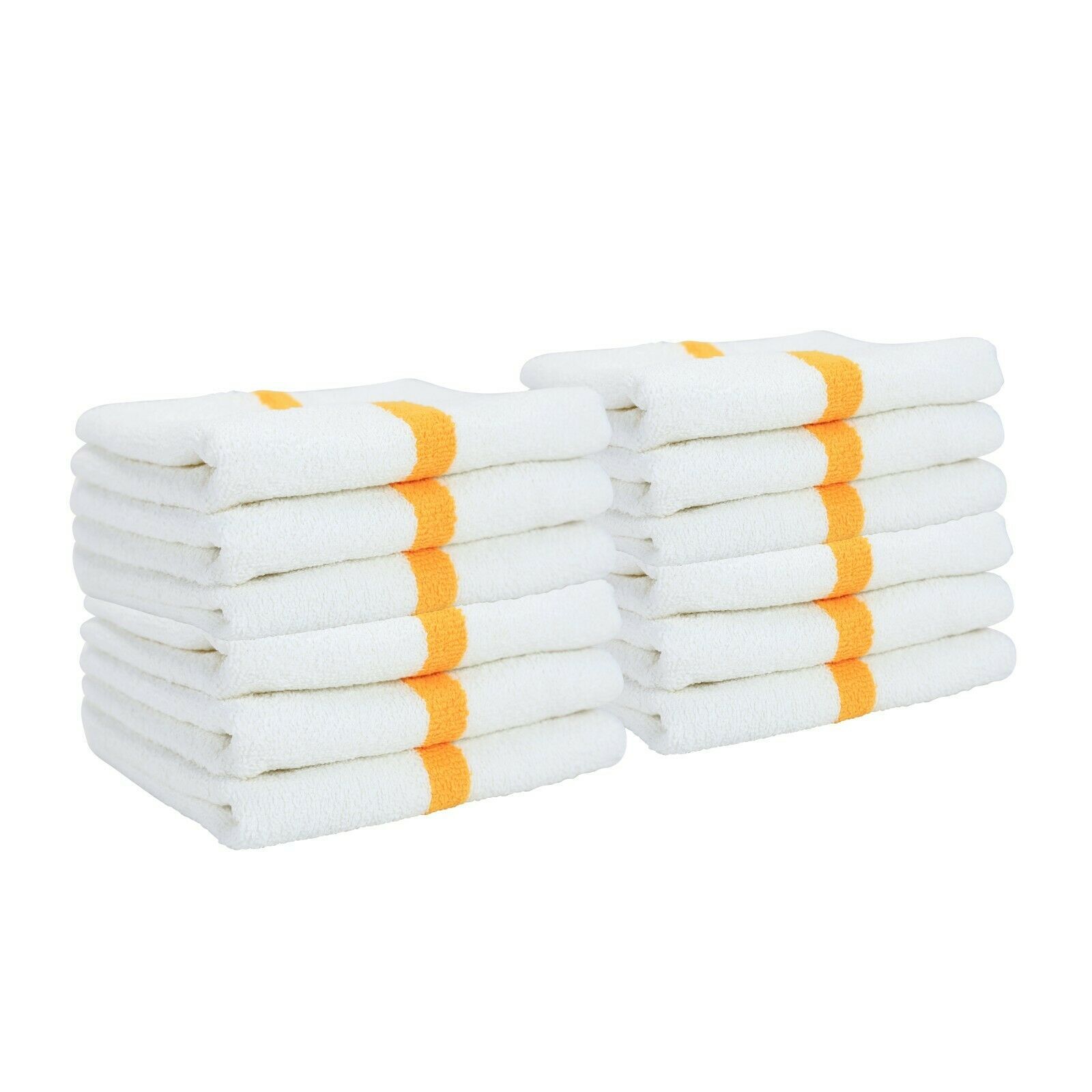 12 Pack of Gym Hand Towels 16 x 27 Absorbent Cotton Striped Workout Spa