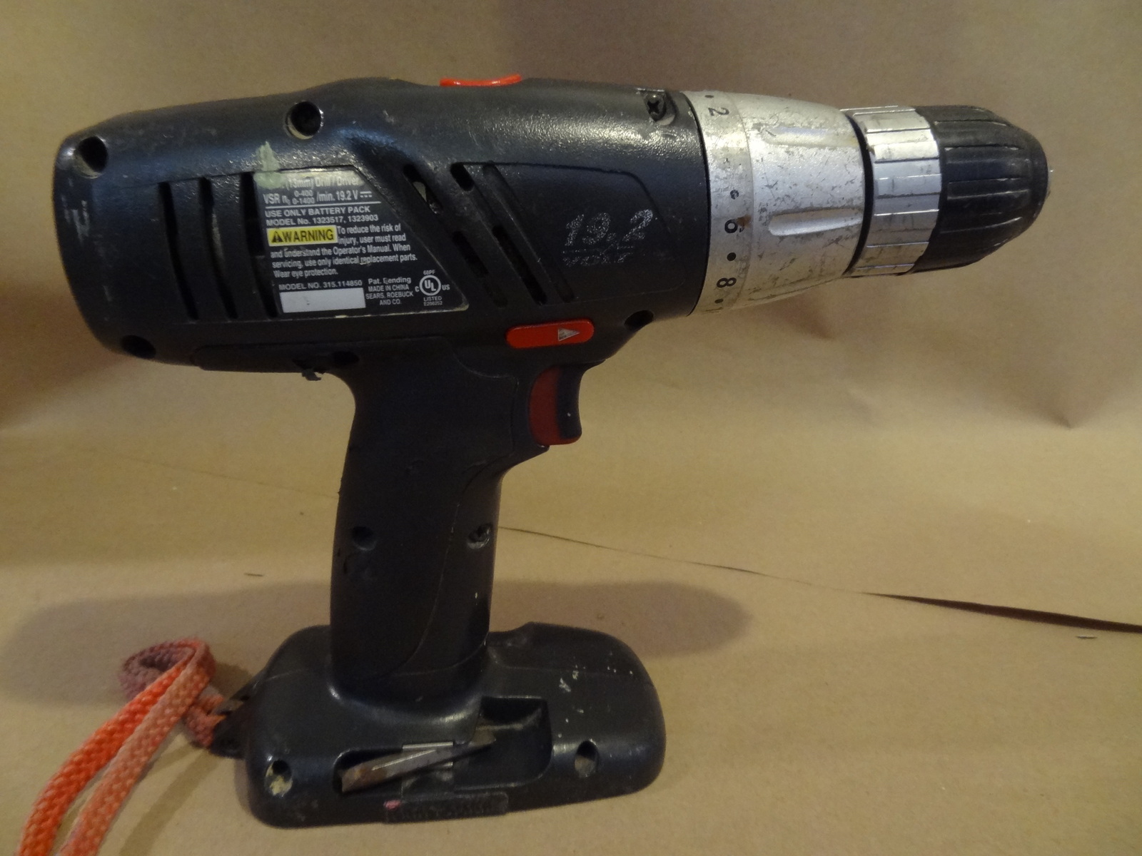 CRAFTSMAN 19.2V CORDLESS DRILL TORQUE 19.2 VOLT VSR BARE TOOL 315.