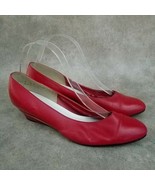 Magdesians Womens   Size 8 Red  Leather Slip On Low Wedge Heels - $19.99
