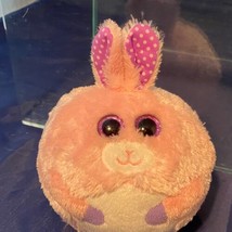 Carnation Ty Beanie Ballz Stuffed Animal Plush 5" Pink Bunny Rabbit - $9.49