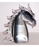 EXQUISITE MURANO/SCANDINAVIAN SMOKEY ART GLASS HORSE HEAD 7 1/2&quot; SCULPTURE - $163.34