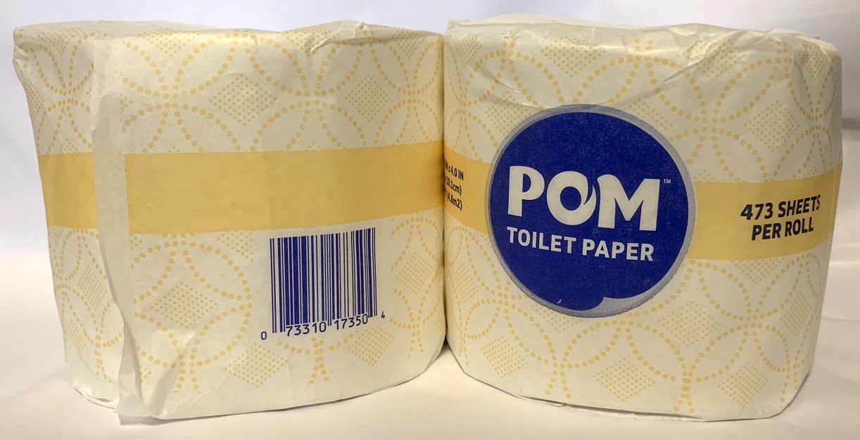 POM Toilet Paper 4 Single Rolls Individually Wrapped, 2Ply 473 Sheets