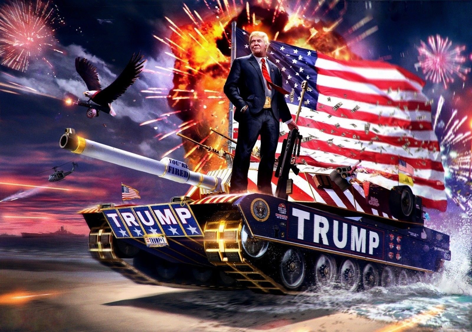 President Donald J Trump Tank Art Poster Republican Art Print 24x36 27x40