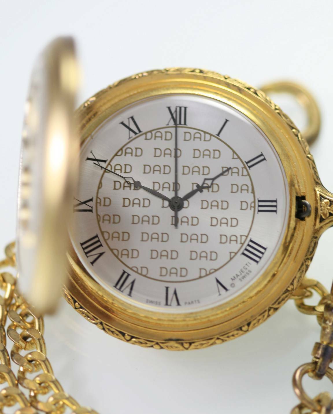 Majesti Number 1 Dad Gold Silver White Easy Read Fob Chain Quartz